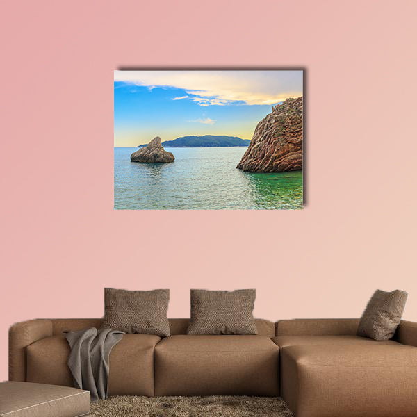 Adriatic Sea coastline near Budva city in Montenegro  Multi panel canvas wall art