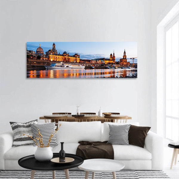 Dresden Old Town architecture with Elbe river Germany panoramic canvas wall art