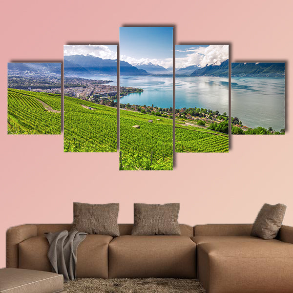 Panorama view of Montreux city with Swiss Alps, Lake Geneva wall art
