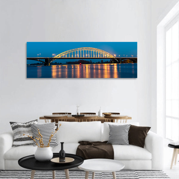 Waal bridge at night panoramic canvas wall art