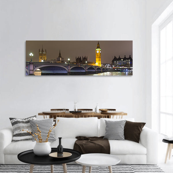 Parliament and Big Ben at night panoramic canvas wall art