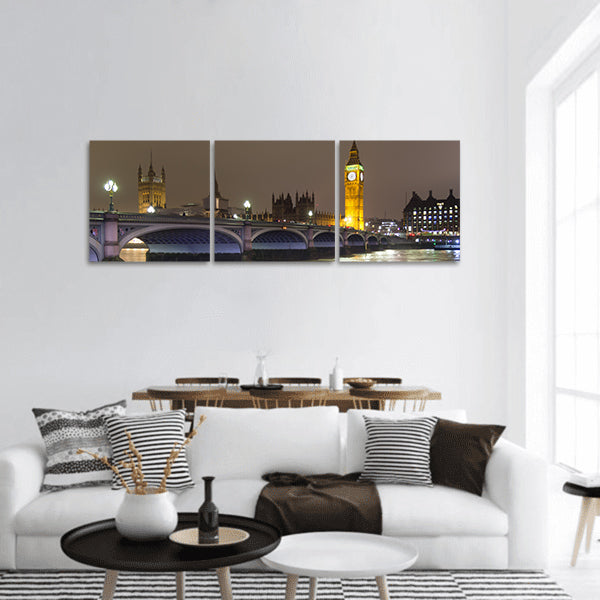 Parliament and Big Ben at night panoramic canvas wall art
