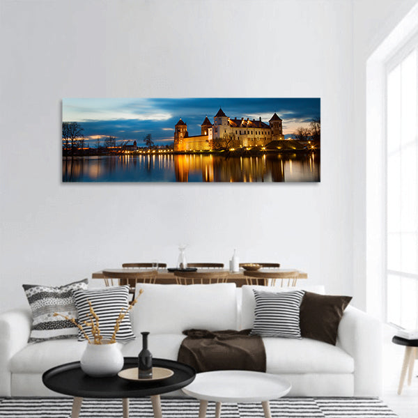Grand view to Castle of Mir, Minsk Region, Belarus panoramic canvas wall art