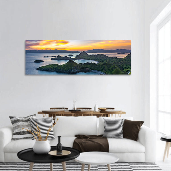 Sunlight on Padar Island at Sunset, Komodo Park, Flores Island panoramic canvas wall art