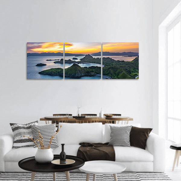 Sunlight on Padar Island at Sunset, Komodo Park, Flores Island panoramic canvas wall art