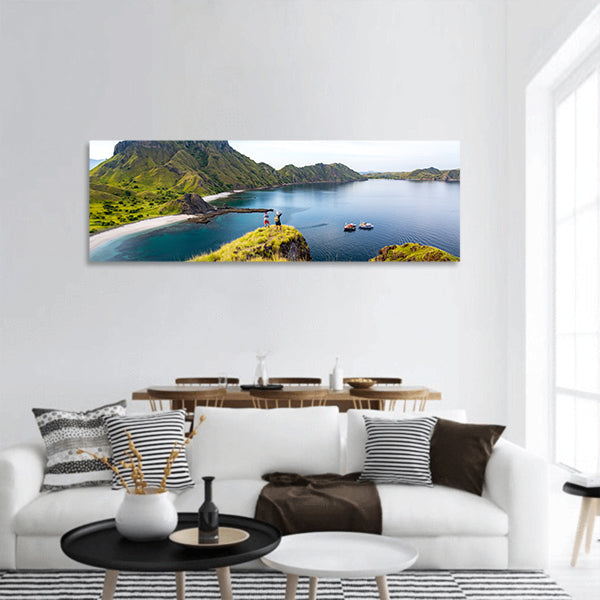 Sunlight Padar Island at Sunset, Komodo Park, Flores Island, panoramic canvas wall art