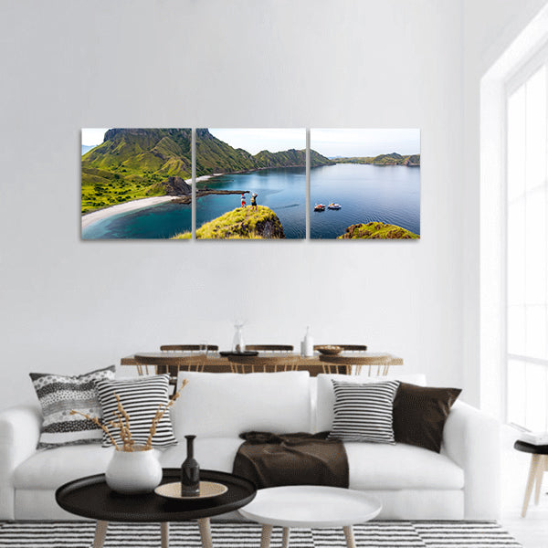 Sunlight Padar Island at Sunset, Komodo Park, Flores Island, panoramic canvas wall art
