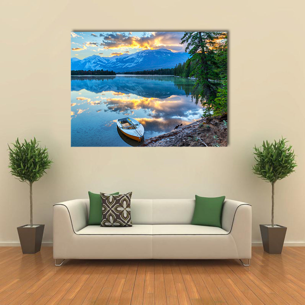 Edith Lake in Jasper National Park, Multi panel canvas wall art