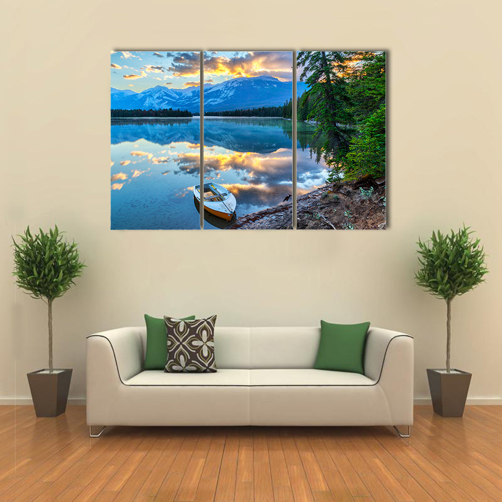 Edith Lake in Jasper National Park, Multi panel canvas wall art