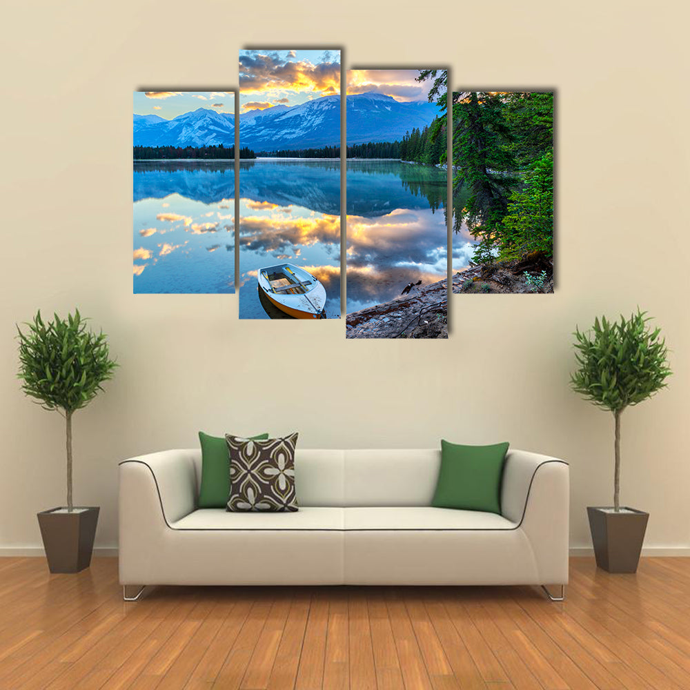Edith Lake in Jasper National Park, Multi panel canvas wall art