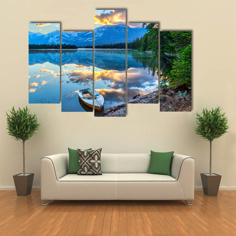 Edith Lake in Jasper National Park, Multi panel canvas wall art