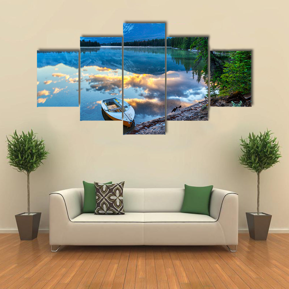Edith Lake in Jasper National Park, Multi panel canvas wall art