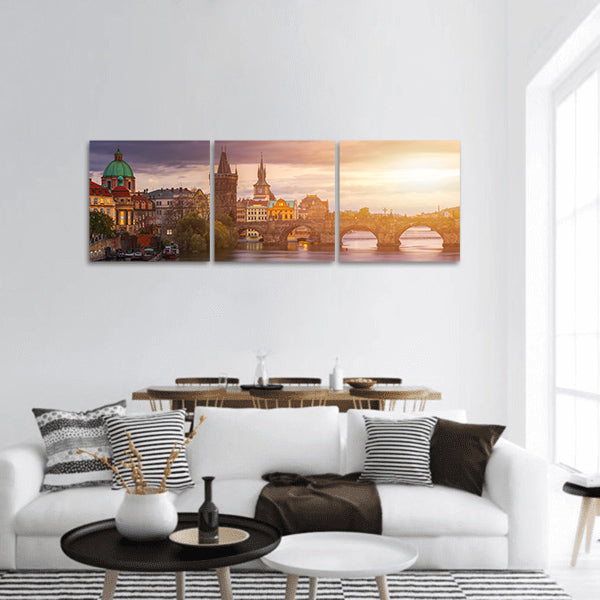 Scenic spring sunset panoramic canvas wall art
