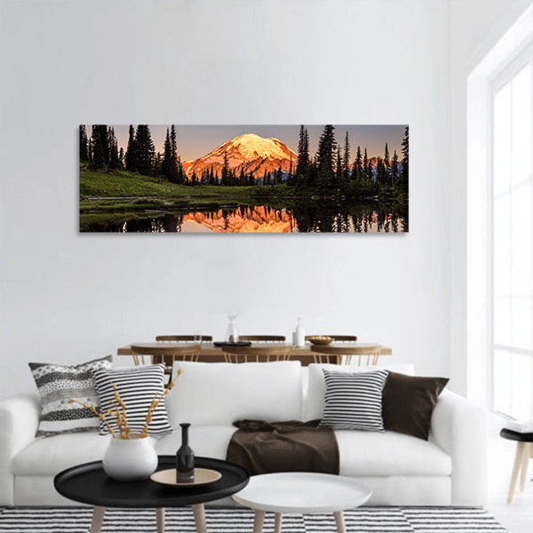 Mount Rainier reflection panoramic canvas wall art