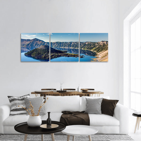 Deep blue lake panoramic canvas wall art