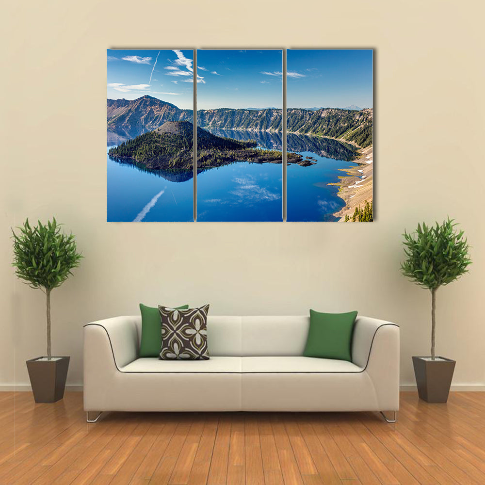The Blue Jewel of Oregon. Deep blue lake inside Multi panel canvas wall art