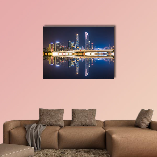 Guangzhou's skyline at night multi panel canvas wall art
