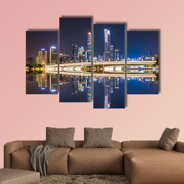 Guangzhou's skyline at night multi panel canvas wall art