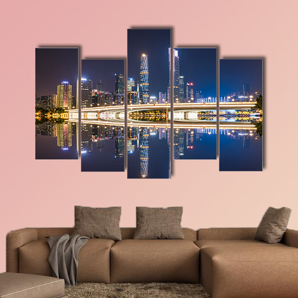 Guangzhou's skyline at night multi panel canvas wall art