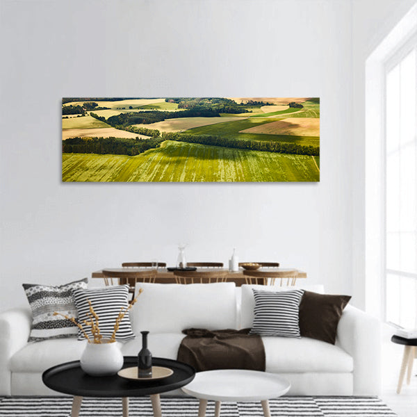 Bohemian landscape with fields and forests panoramic canvas wall art