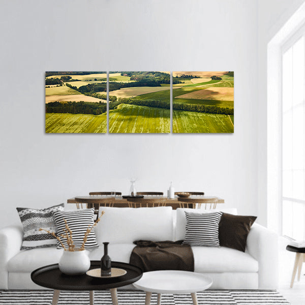 Bohemian landscape with fields and forests panoramic canvas wall art