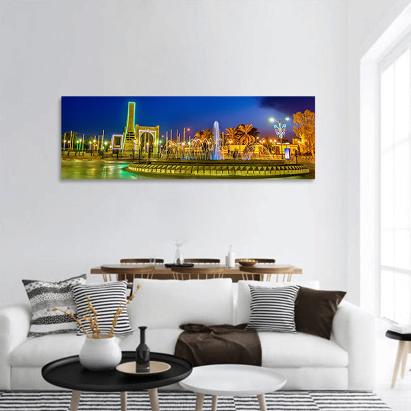 Fountain in Touggourt  Algeria panoramic canvas wall art