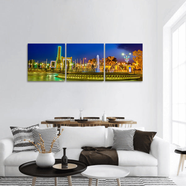 Fountain in Touggourt  Algeria panoramic canvas wall art