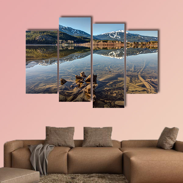 Green Lake Reflection of Whistler Blackcomb on a sunny morning wall art