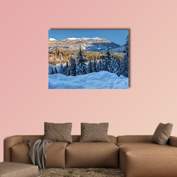 Whistler and blackcomb mountains on a sunny winter day after wall art