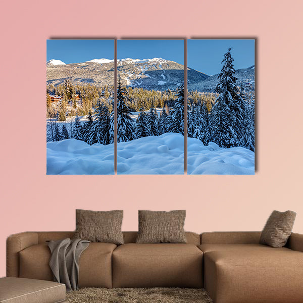 Whistler and blackcomb mountains on a sunny winter day after wall art