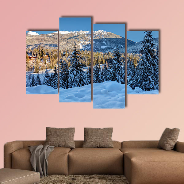 Whistler and blackcomb mountains on a sunny winter day after wall art