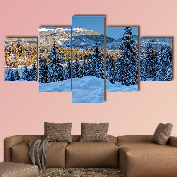 Whistler and blackcomb mountains on a sunny winter day after wall art