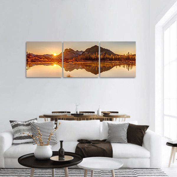 Sunrise at Vermilion lake panoramic canvas wall art