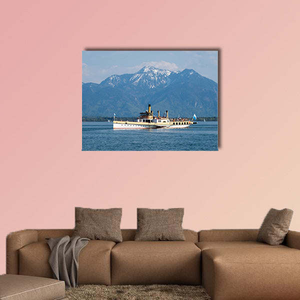  Boat on Chiemsee in Bavaria, Germany in spring multi panel canvas wall art