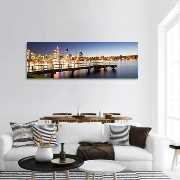 Night view of perth panoramic canvas wall art