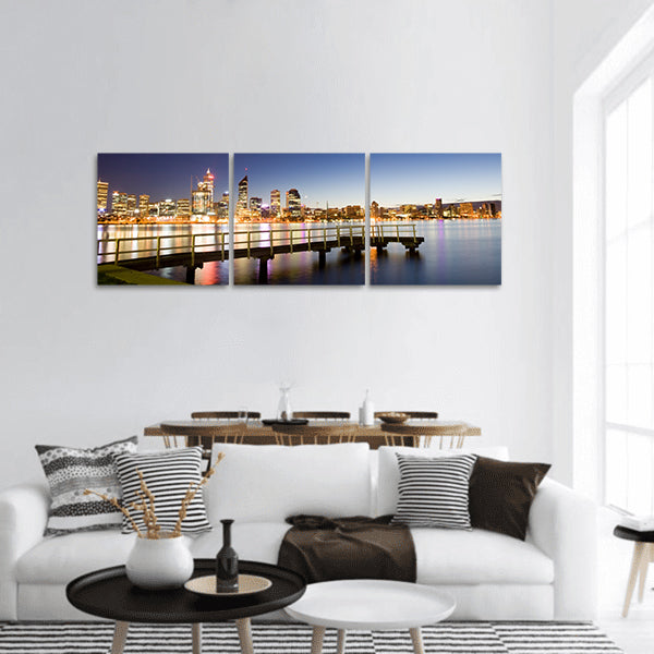 Night view of perth panoramic canvas wall art