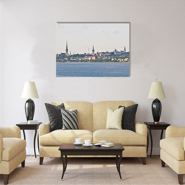 view of the cityscape of Tallinn from the sea Multi panel canvas wall art