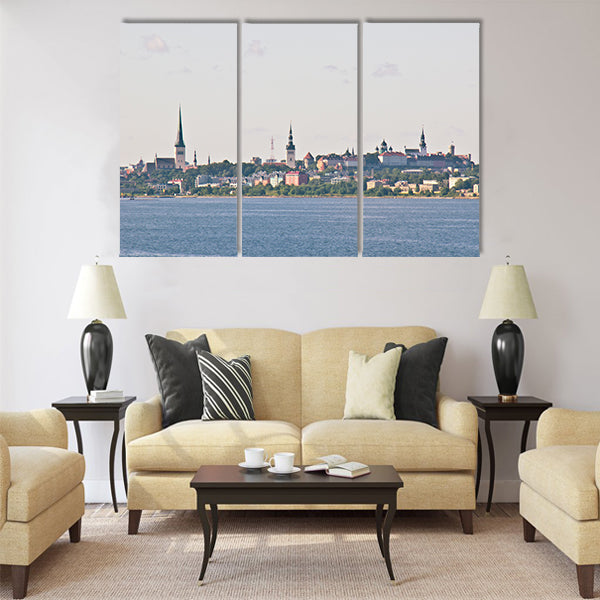 view of the cityscape of Tallinn from the sea Multi panel canvas wall art