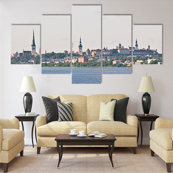 view of the cityscape of Tallinn from the sea Multi panel canvas wall art