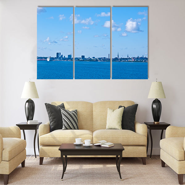 view of the cityscape of Tallinn from the sea Multi panel canvas wall art