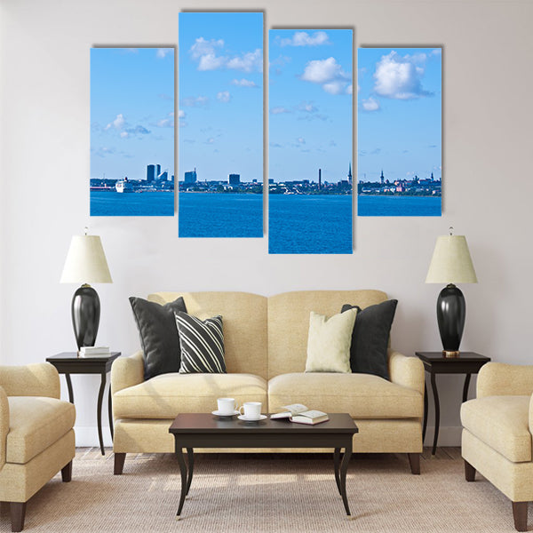 view of the cityscape of Tallinn from the sea Multi panel canvas wall art