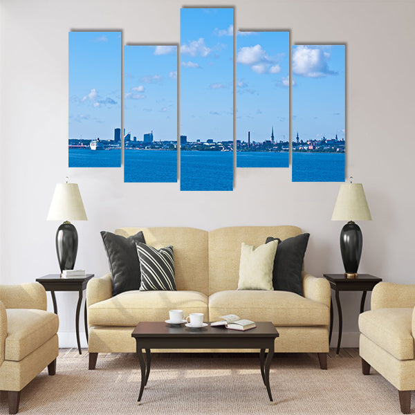 view of the cityscape of Tallinn from the sea Multi panel canvas wall art
