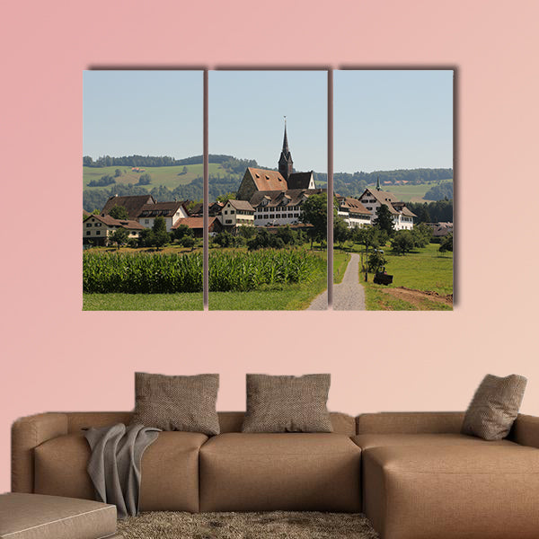View of Kappel Monastery in Switzerland multi panel canvas wall art