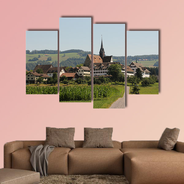 View of Kappel Monastery in Switzerland multi panel canvas wall art