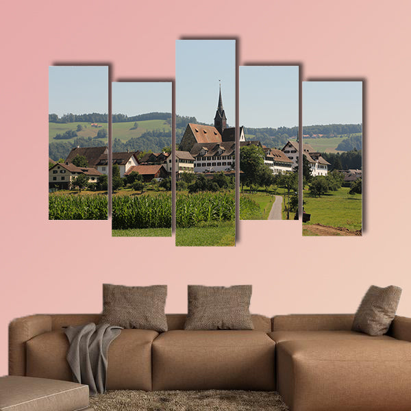 View of Kappel Monastery in Switzerland multi panel canvas wall art