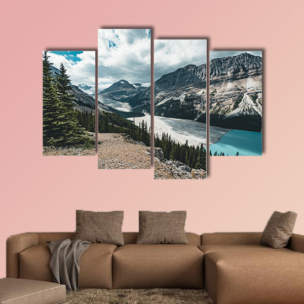 View over Peyto Lake, Banff National Park Canada Multi panel canvas wall art
