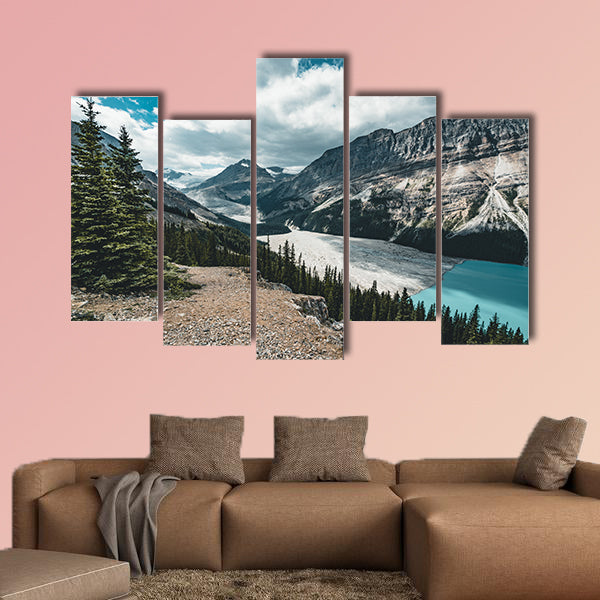 View over Peyto Lake, Banff National Park Canada Multi panel canvas wall art