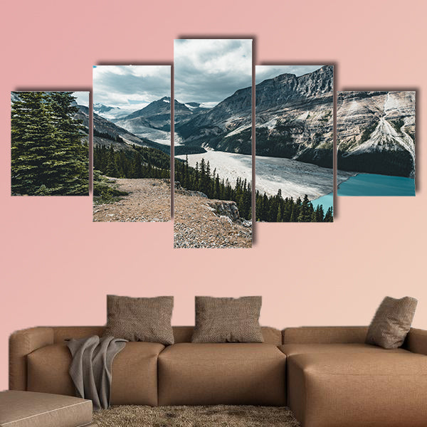 View over Peyto Lake, Banff National Park Canada Multi panel canvas wall art