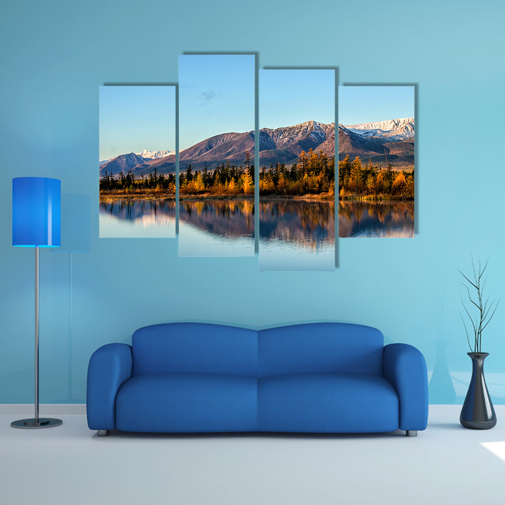 The Beauty Of The Lake And Mountains With Reflection In The Siberia Multi Panel Canvas Wall Art