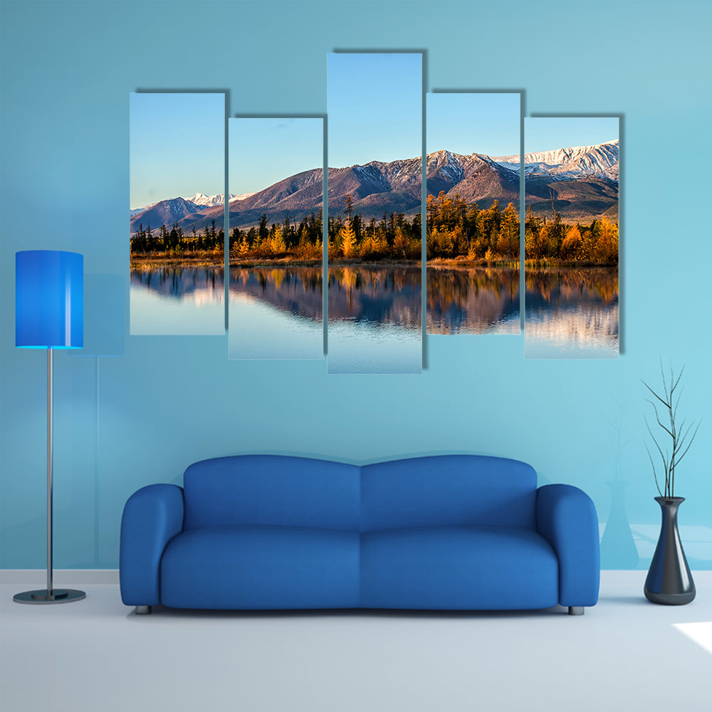 The Beauty Of The Lake And Mountains With Reflection In The Siberia Multi Panel Canvas Wall Art